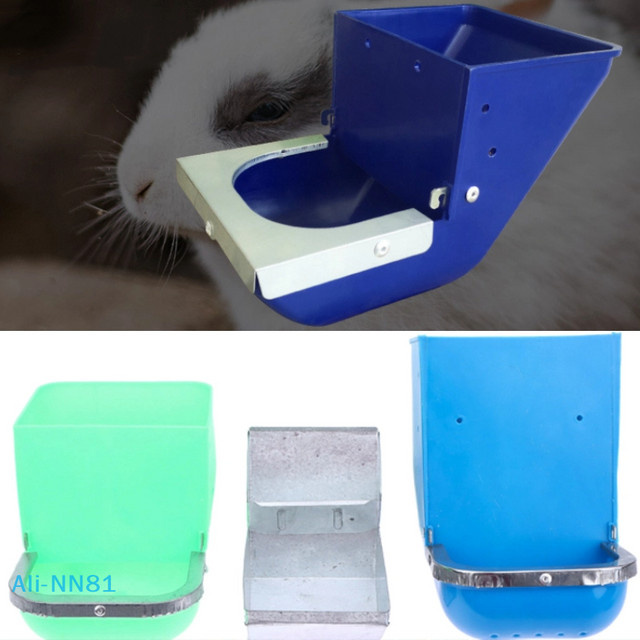 Kaninchen-Futterspender aus Kunststoff und Stahl mit großem Fassungsvermögen und Halterung, Silber/Mehrfarbig - Bild 1