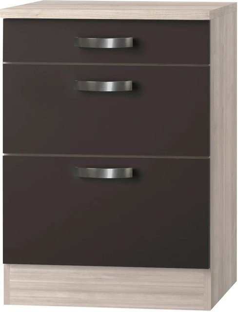 Optifit Küchen-Unterschrank Faro220 mit 3 Auszügen in Anthrazit-Braun, Breite: 60 cm - Bild 1
