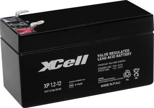 XCell XP1.212 XCEXP1.212 Bleiakku 12V 1.2Ah Blei-Vlies AGM Schwarz B/H/T: 97 x 52 x 44 mm mit 4.8mm Flachstecker wartungsfrei - Bild 1