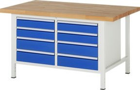 Rau Werkbank 8477A2 in Blau mit 8 Schubladen, B/T/H: 150 x 90 x 84 cm - Bild 1