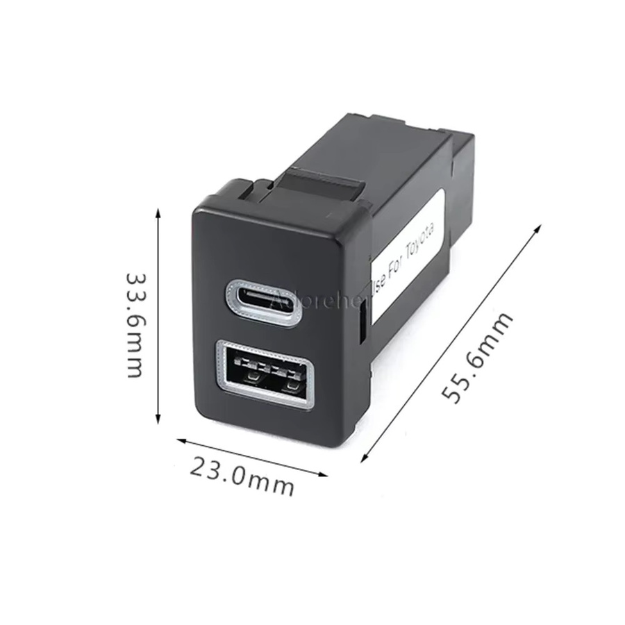 Dual USB PD Typ C Auto Ladegerät mit QC 3.0 für Toyota LC120 Prado, 12V Power Adapter in Schwarz - Bild 2