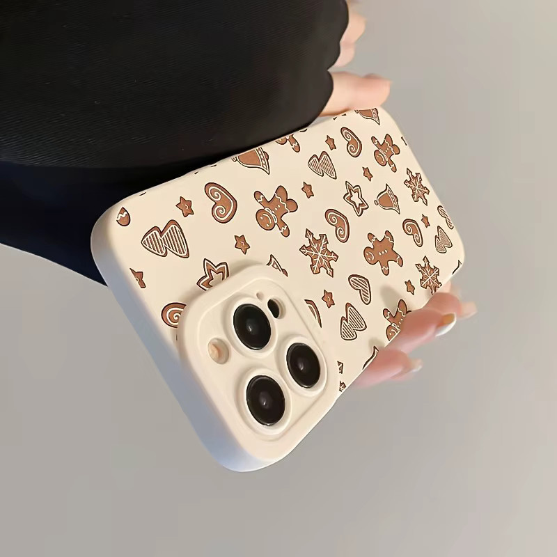 Apple iPhone Handyhülle aus TPU mit Schneeflocken- und Herzmuster in Beige, Frosted Design für iPhone 17 bis iPhone 7/8/SE/X/XR/XS/Mini/Plus/Pro/Pro Max - Bild 2