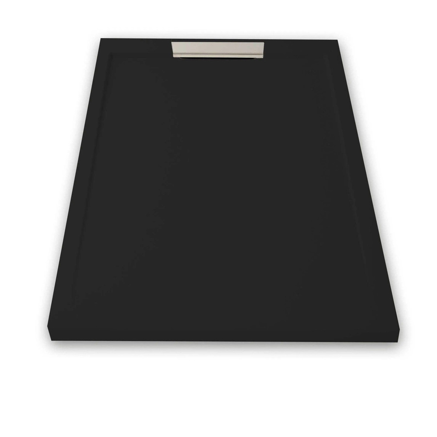Mirlo Duschwanne aus Mineralguss Extra Flach Lux in Schwarz mit Chrom Ablaufschutz B/B/H: 130 x 80 cm - Bild 2
