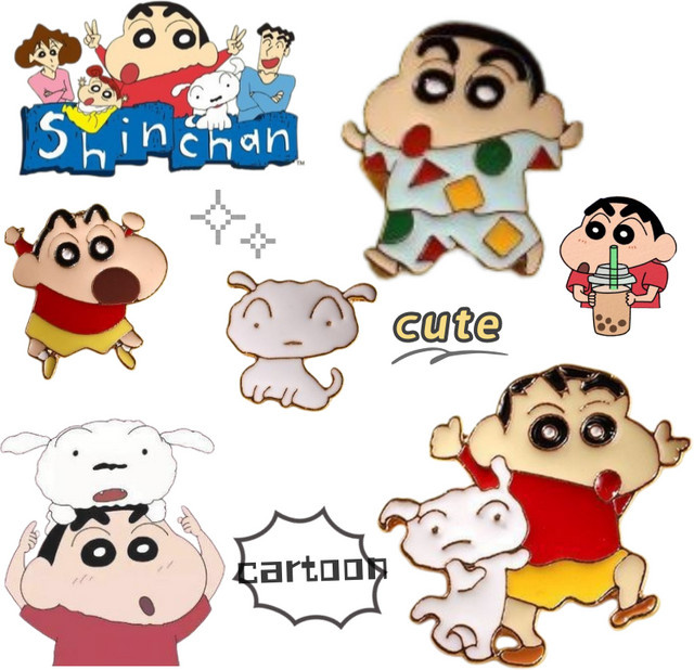 Crayon Shin-chan Pochi-Abzeichen, Cartoon-Pin, Metall, Tiere - Bild 1