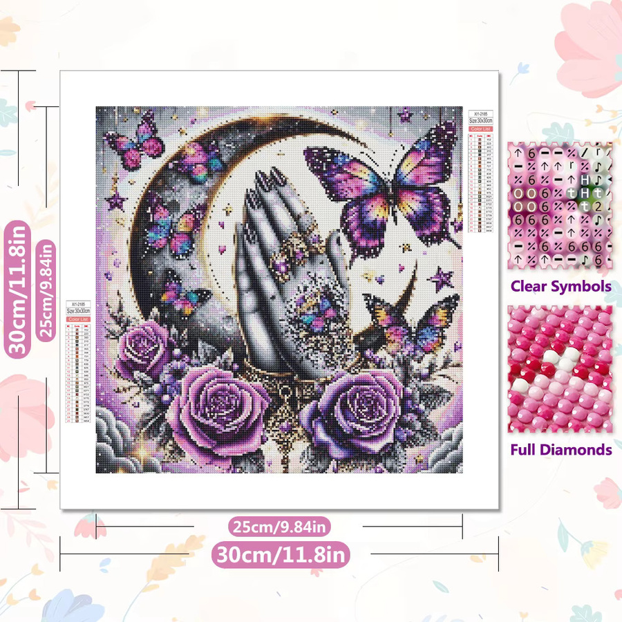 EverShine DIY Diamantmalerei 5D Set mit Rose, Schmetterling und Mond in Multicolour, runde Bohrer, B/B/H: 20 x 20 x 20 cm - Bild 2