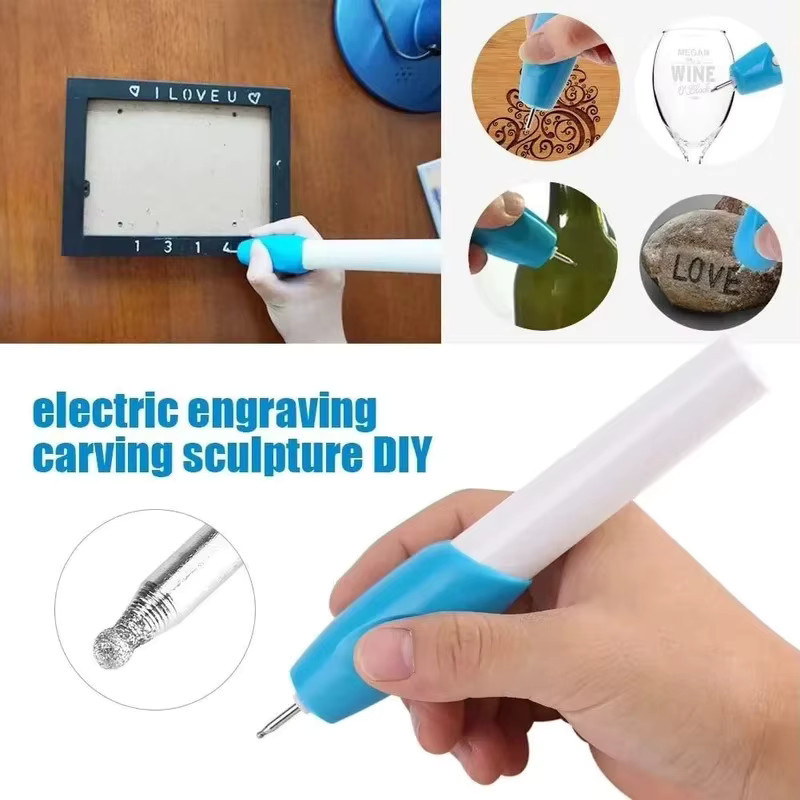 Mini kabelloser elektrischer Gravurstift in Blau für Basteln und Heimwerken - Bild 2