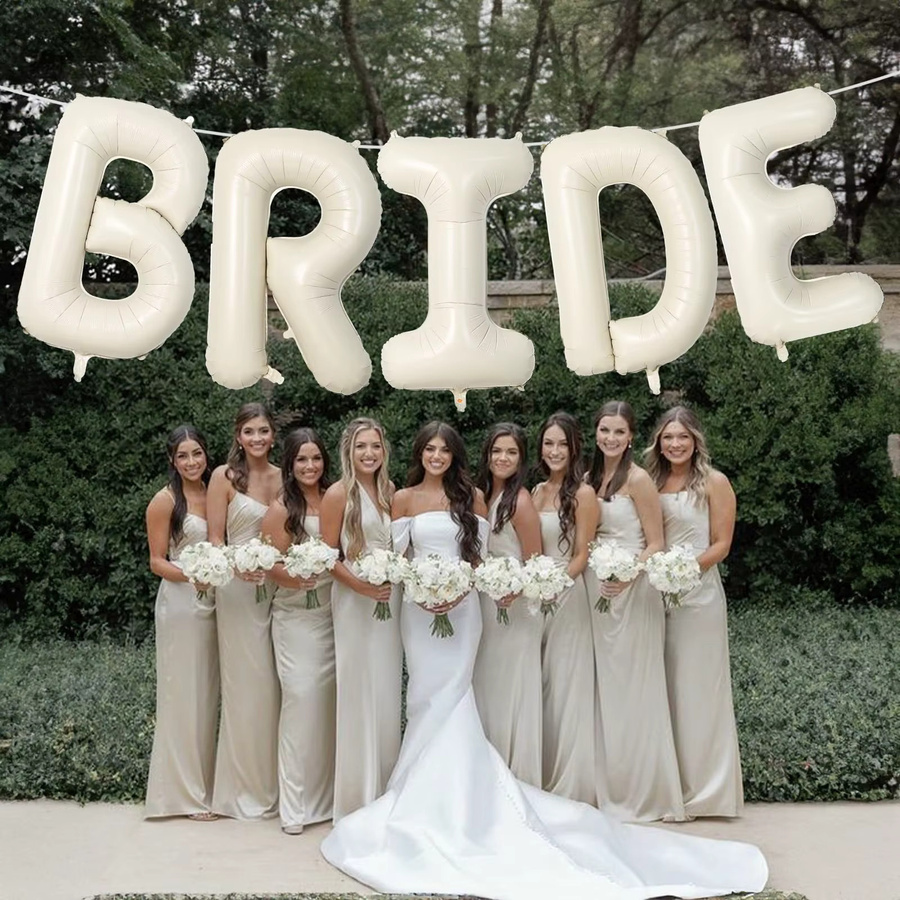 CJMYCW BRIDE Buchstabenballons aus Mylar-Folie in Beige und Gold zur Party-Dekoration für Hochzeit oder Valentinstag - Bild 2
