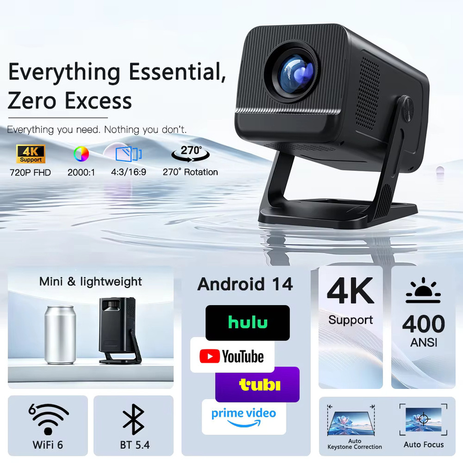 LYNCast X1AR Kompakter 4K UHD Projektor mit Kurzdistanz-Projektion, Wi-Fi 6 und Bluetooth 5.4 in Schwarz - Bild 2
