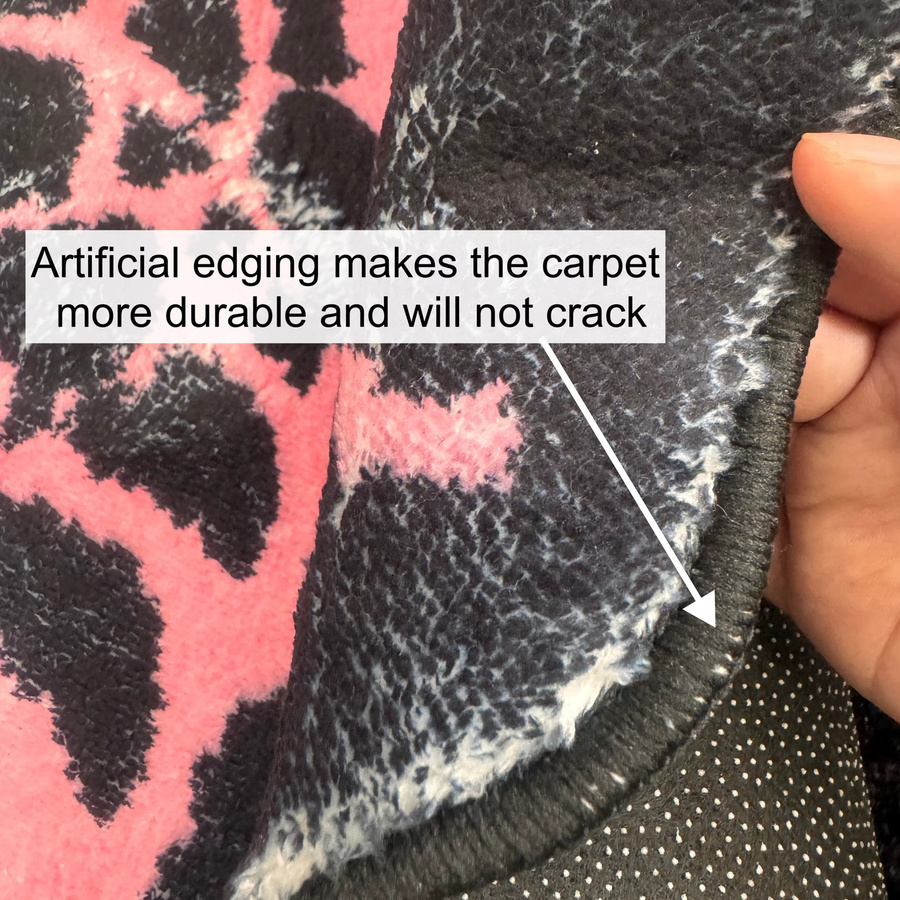 VIKAMA Teppich in Rosa mit Herz- und Spinnennetz-Design, moderner Polyester-Teppich für Schlafzimmer und Flur - Bild 6