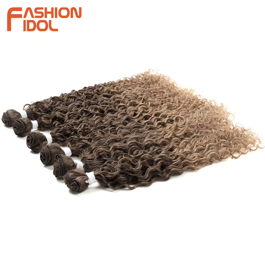 FASHION IDOL Deep Wave Synthetisches Haar, Ombre Braun, Haarverlängerungen - Bild 3