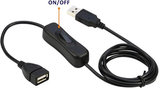 MJJC USB-Schaltkabel mit EIN/AUS-Schalter und LED-Anzeige, 1 m Länge, Schwarz - Bild 1