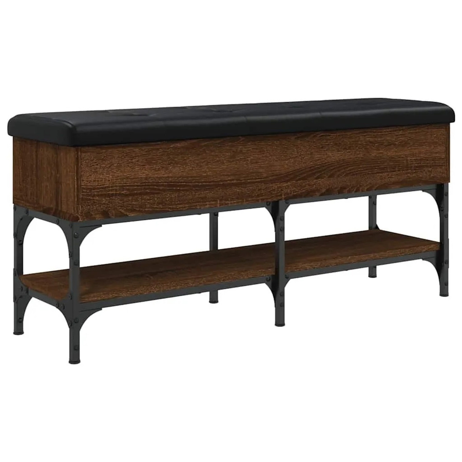 vidaXL Schuhbank in Braun mit Kunstleder-Sitzfläche, B/T/H: 110 x 32 x 45 cm - Bild 2