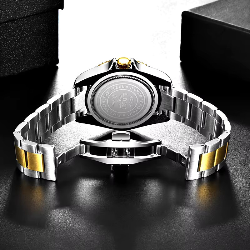 LIGE Armbanduhr Quarz, Edelstahl, Schwarz, Herren - Bild 4