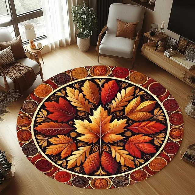 Runder Teppich Lodestar mit floralem Wildblumen-Print in Multicolour, Durchmesser: 40 cm - Bild 1