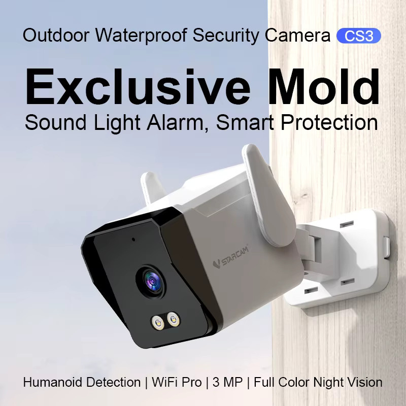 Vstarcam CS3 IP Kamera Wifi Outdoor Überwachungskamera mit 3MP und 1296P Auflösung, IP66 Wasserdicht, Weiß - Bild 2