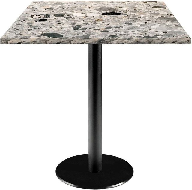 RestooTab Tisch Rome quadratisch in Grau/Terrazzo mit schwarzem Gestell, B/T/H: 70 x 70 x 75 cm - Bild 1