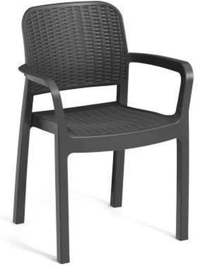6er Set Bella Monobloc-Sessel von ALLIBERT by KETER in Graphit, stapelbare Gartenstühle aus Kunstharz mit Rattan-Imitation - Bild 1