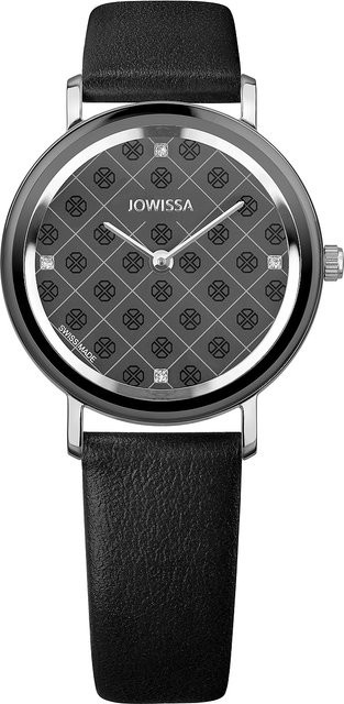 Jowissa Damenuhr, Quarz, Edelstahl, 31 mm, Leder, Schwarz, 5 ATM - Bild 1