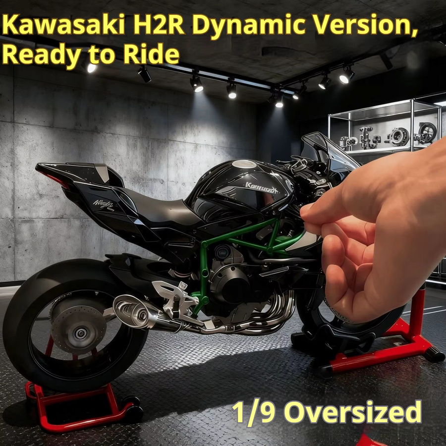 WELLY Kawasaki Ninja H2R, Motorrad aus Legierung, Maßstab 1:9, Schwarz - Bild 5