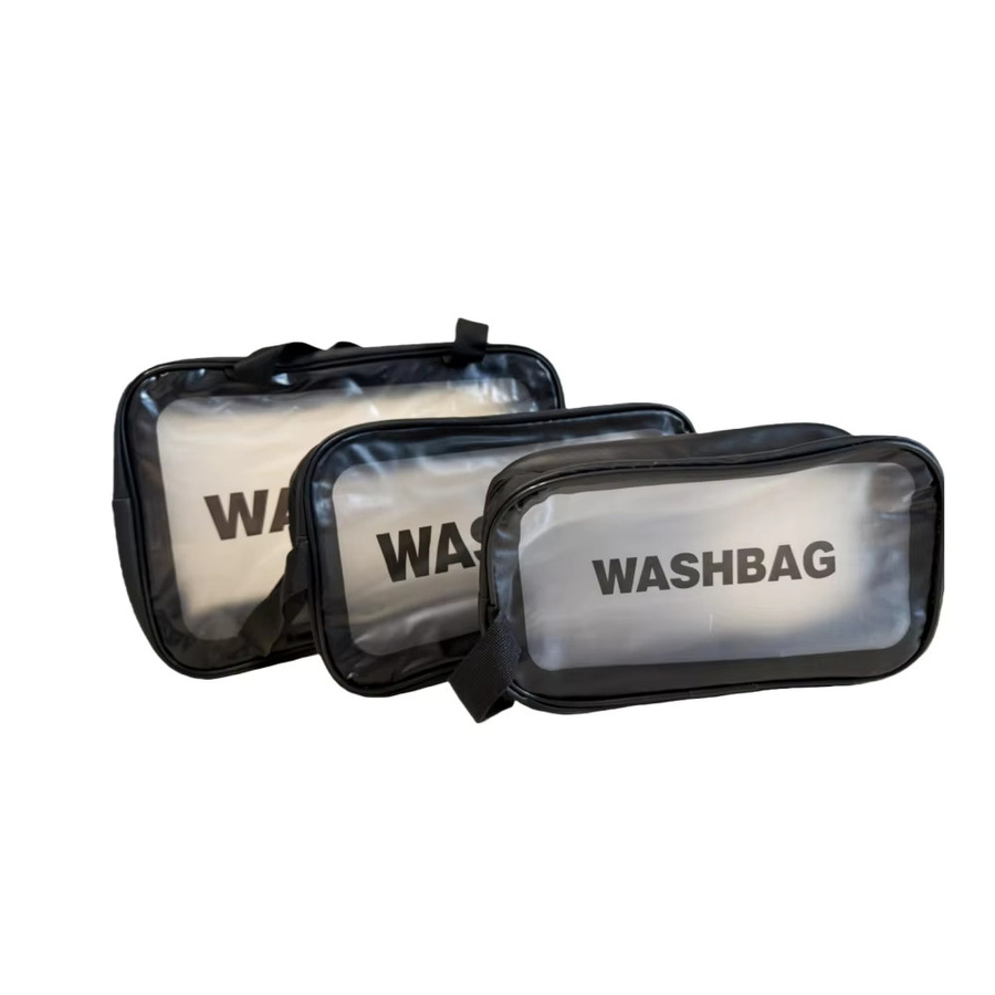 CCKANSCLE Staubdichte Make-up-Aufbewahrungstasche aus transparentem PVC in Schwarz, tragbare Kosmetik-Waschtasche mit großem Fassungsvermögen - Bild 2