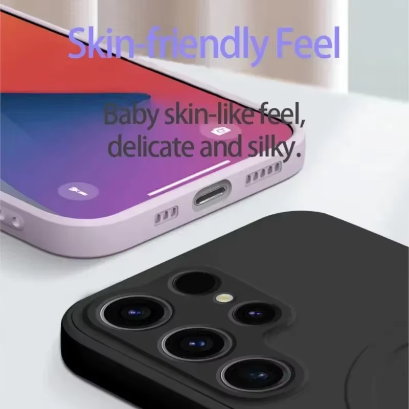 Original Flüssigsilikon Magnetische Kabellose Ladehülle für Samsung Galaxy S26 S25 S24 S23 S22 S21 Ultra Plus mit MagSafe Funktion, Stoßfest, Schwarz - Bild 4