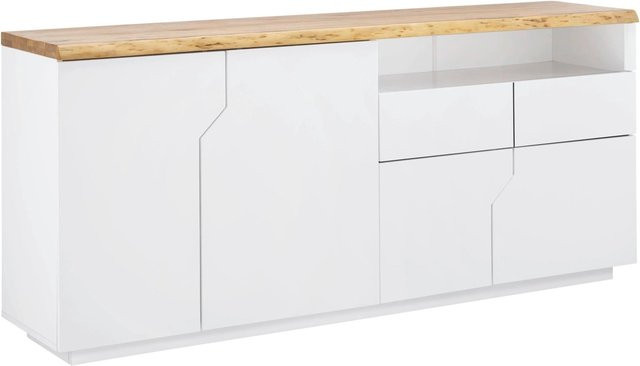 Bessagi Home Sideboard Carlos in Eichefarben und Weiß aus Echtholz, B/H/T: 180 x 80,5 x 42 cm - Bild 1