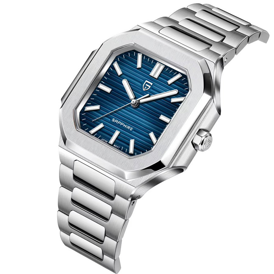 PAGANI DESIGN Armbanduhr, Quarz, Edelstahl, eckig, Blau, Herren - Bild 7