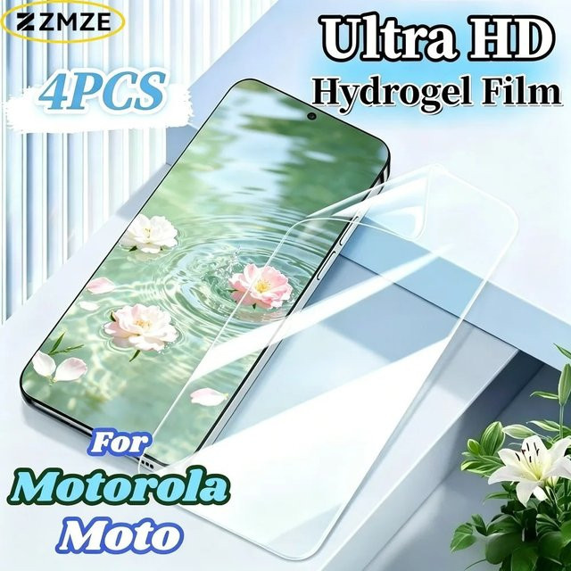 4er-Pack Ultra HD Hydrogel-Displayschutz für Motorola Moto G24 G06 Power G23 G22 G20 G05 G04 G04S Serie, transparent - Bild 1
