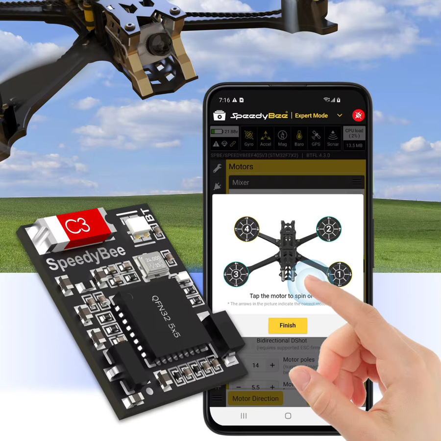 SpeedyBee BT Nano 3 Wireless Flight Controller für RC Drohnen und Quadcopter in Schwarz mit Bluetooth - Bild 4