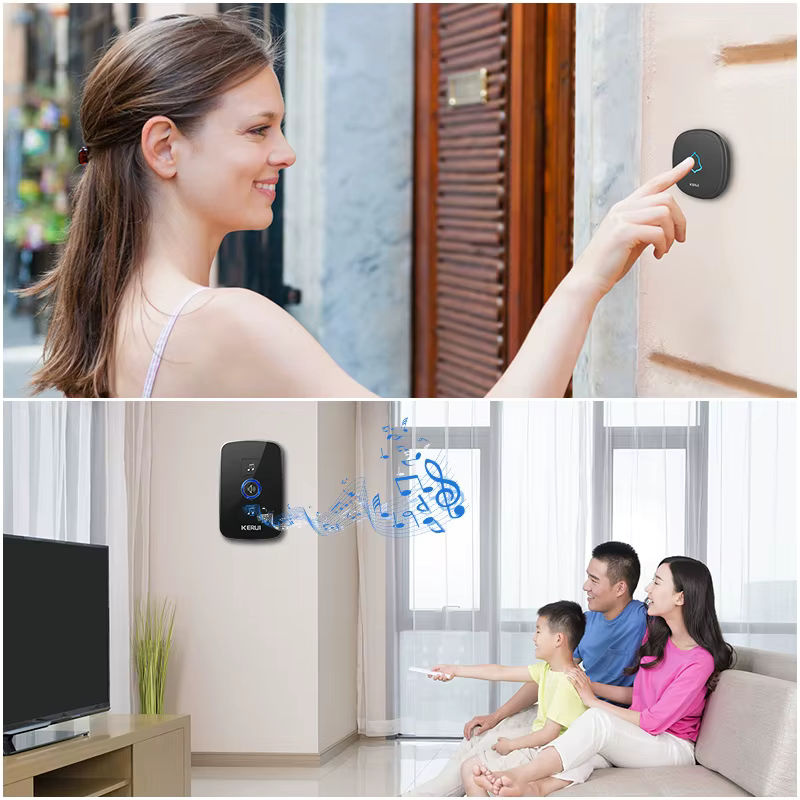 Kerui M525 Kabellose Türklingel mit Touch-Taste in Schwarz, Wasserdichte Outdoor-Türklingel mit 32 Melodien und 433MHz Reichweite - Bild 2