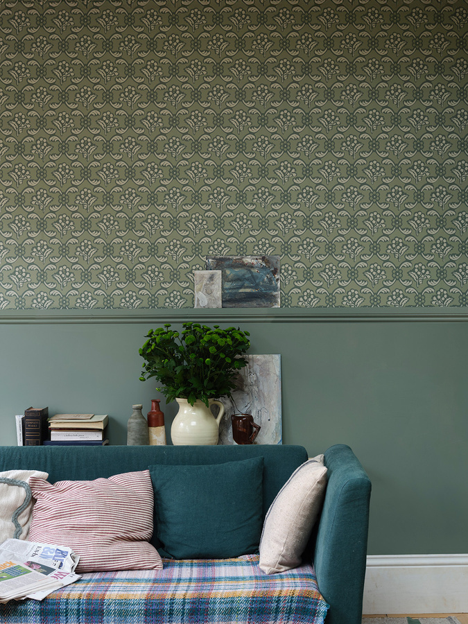 Farrow & Ball Tapete Classic Floral in Grün - Bild 1
