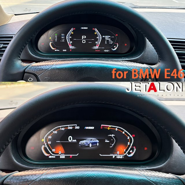 Jetalon Digitales Dashboard Cluster für BMW E46 mit 12,3 Zoll LCD Display, Android Auto und Carplay, Schwarz - Bild 1