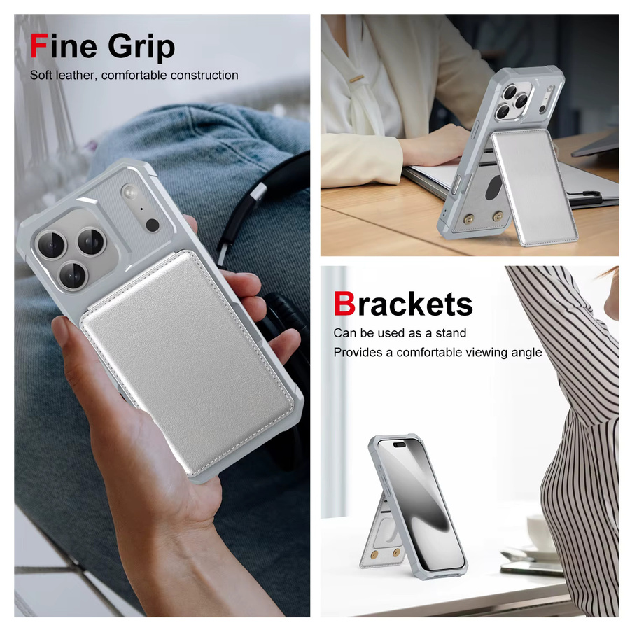 szHAIyu Leder-Geldbörse und Handyhülle für iPhone 17 Air, iPhone 17 Pro, iPhone 17 Pro Max mit Kartenhalter, Ständerfunktion und doppeltem Magnetverschluss, Schwarz - Bild 2