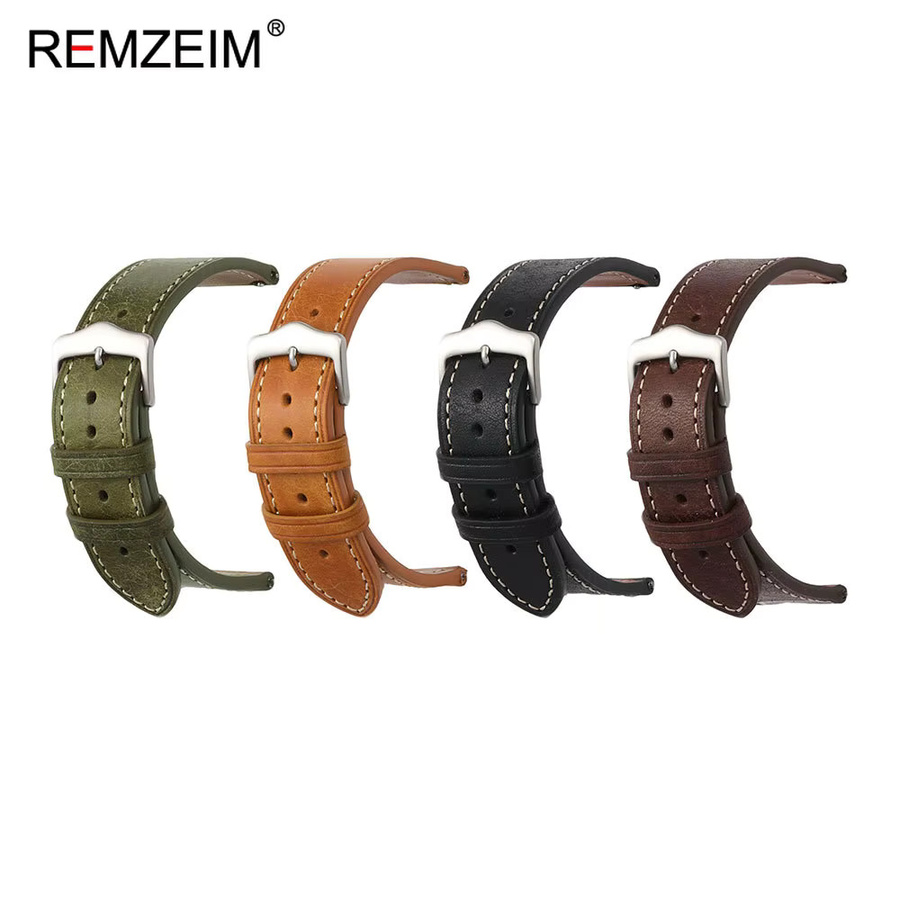 REMZEIM Uhrenarmband Kalbsleder, Vintage, Unisex, 18/20/22mm - Bild 2
