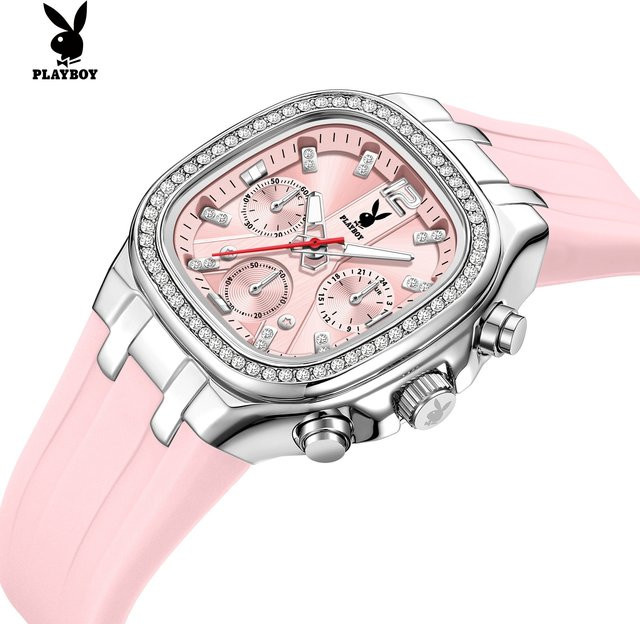 PLAYBOY Chronograph, Silikonarmband, Diamant, Damen, Purple - Bild 1