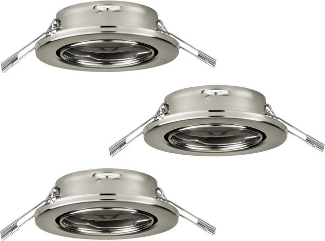 Eglo Einbauspot Agulo Nickel-Matt aus Stahl, 3er Set, GU10, Durchmesser: 8,6 cm, Einbautiefe: 2,5 cm - Bild 1