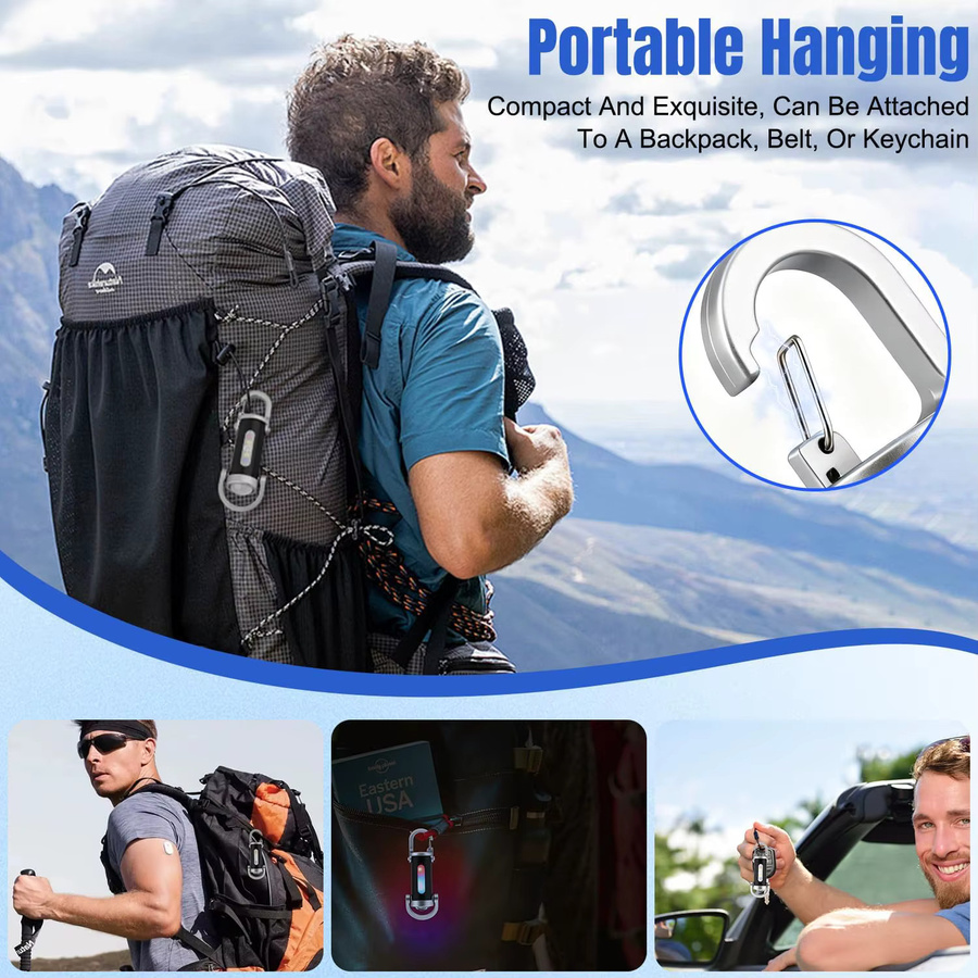 NEWBIRTH Wiederaufladbare Schlüsselanhänger-Taschenlampe in Schwarz mit 800 Lumen, EDC-COB-Arbeitslicht und 7 Modi für Notfälle, Wandern und Arbeit - Bild 6