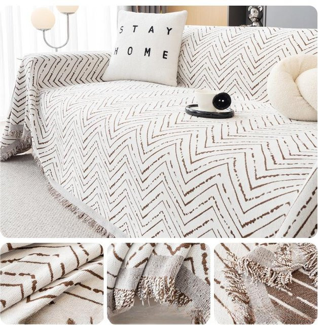 Rutschfester Chenille Sofabezug in schlichtem Design, B/B: 180 x 130 cm - Bild 1