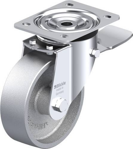 Blickle Lenkrolle L-G 150G-ST mit Feststeller, Rad-Durchmesser: 15 cm, Tragfähigkeit: 400 kg, verzinkter Stahl - Bild 1