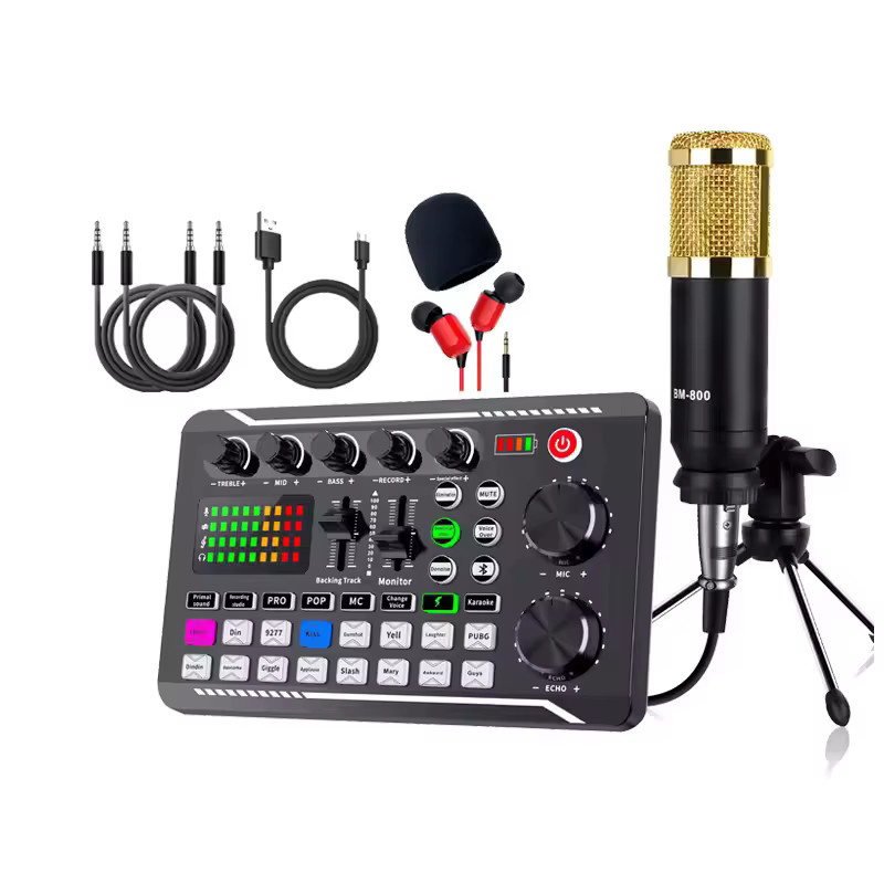AyeBeau Kondensatormikrofon mit Bluetooth und USB als professionelle Soundkarte und digitaler Live-Stimmenwandler in Schwarz und Gold - Bild 6