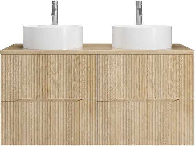 Vente-unique Doppelwaschtisch Oriso aus Keramik in Beige und Weiß, B/T/H: 120 x 46 x 57 cm - Bild 1