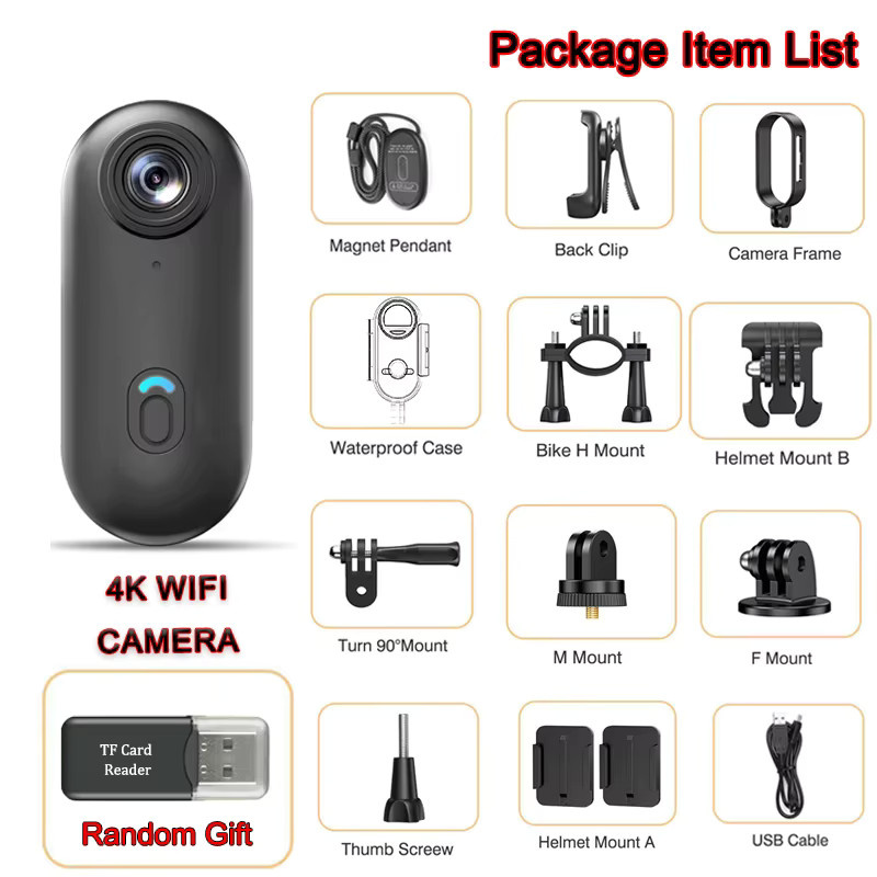 JETO 4K Mini WLAN Action Camera Magnetische POV Sportkamera Wasserdicht für Helm, Motorrad und Fahrrad in Schwarz oder Weiß - Bild 4