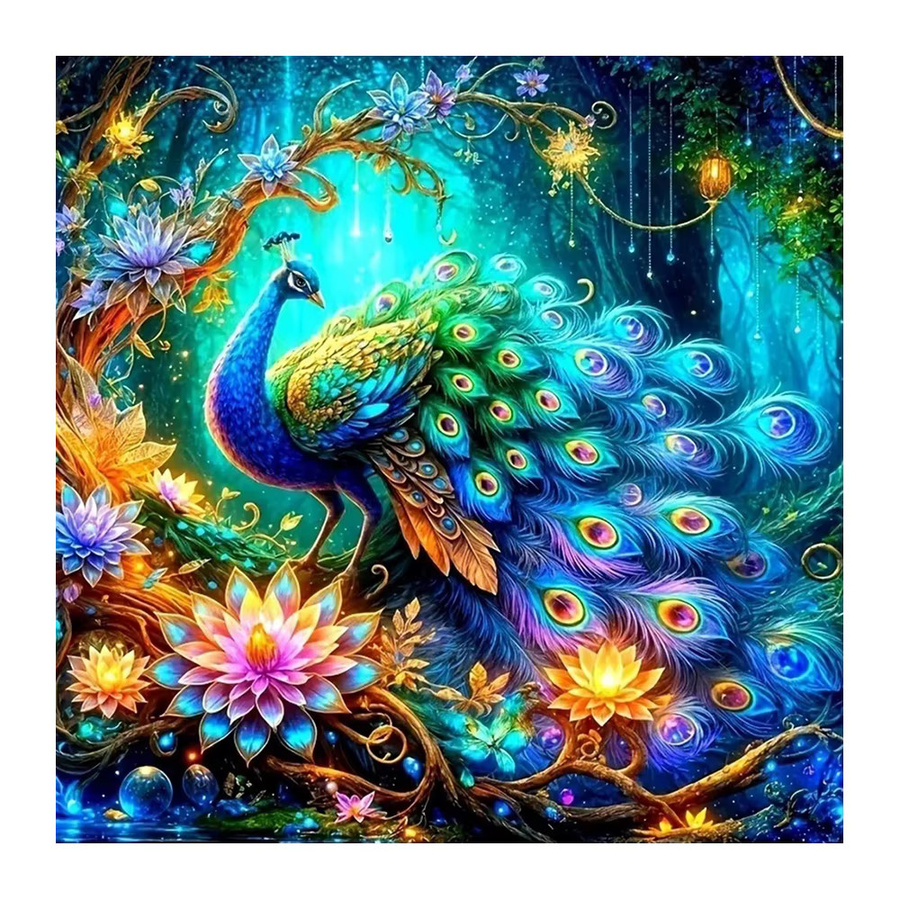 EverShine Diamantmalerei Pfau 5D Mosaik Set mit Rundbohrern in Multicolour für DIY Stickerei und Handarbeiten - Bild 4