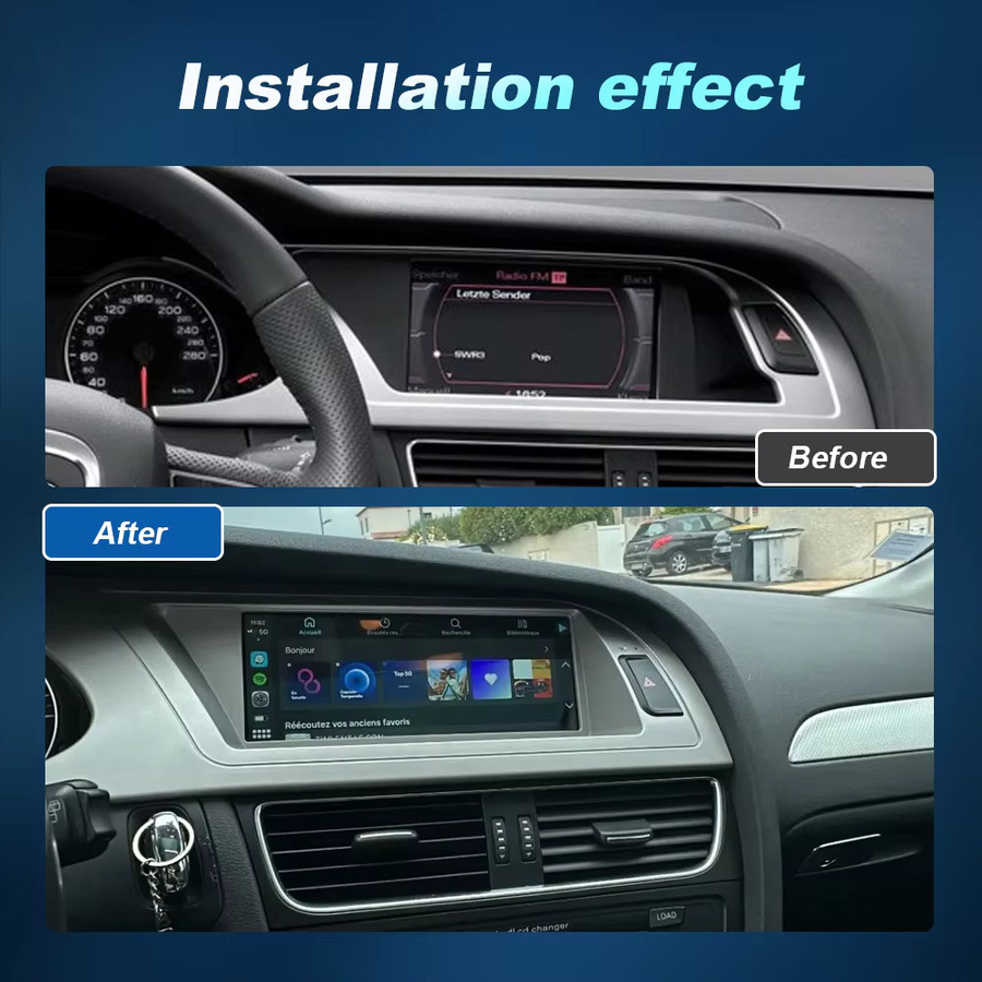 NUNOO Android 14 Multimedia-Touchscreen-Radio mit Wireless CarPlay und Android Auto für Audi A4 B8 in Schwarz - Bild 2