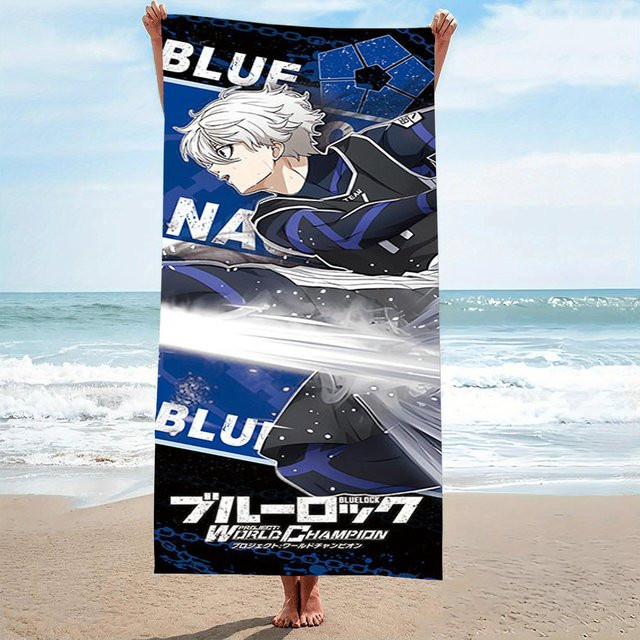 Beau Maison Anime Blue Lock Mikrofaser Strandtuch, blau, B/H: 40 x 60 cm - Bild 1