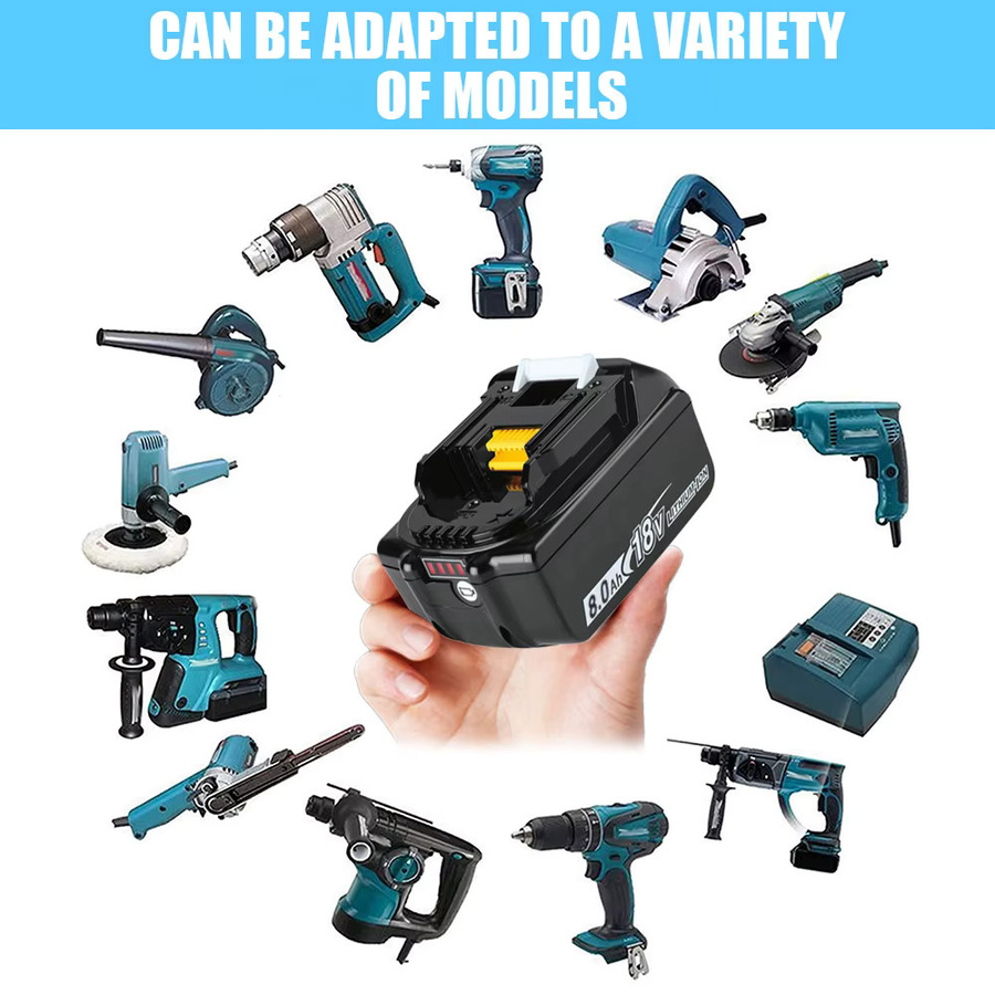2er-Set Ersatzakku für Makita 18V Li-Ion Akku BL1860B BL1850B BL1830 mit 8,0 Ah in Schwarz - Bild 5