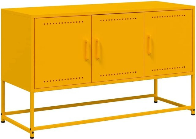 vidaXL TV-Schrank aus Stahl in Senfgelb im Industrie-Stil, B/T/H: 100,5 x 39 x 60,5 cm - Bild 1