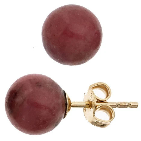 Colfem Ohrstecker 333 Gelbgold, Rhodonite, rot - Bild 1