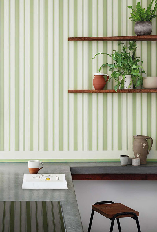 Cole & Son Tapete Cambridge Stripe Leaf Green Vlies-Tapete mit Streifenmuster im skandinavischen Design - Bild 2