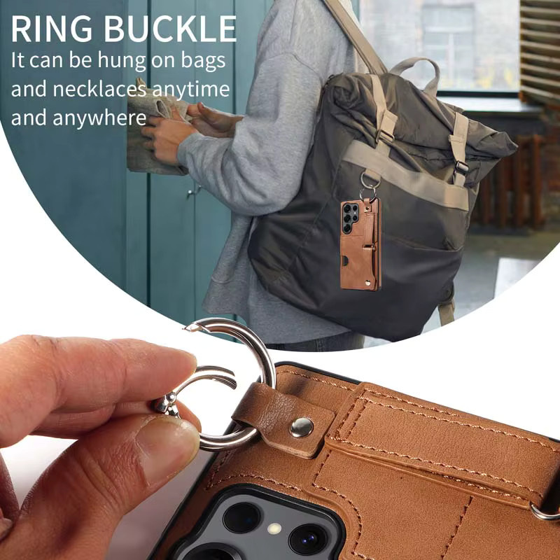 Leder-Brieftasche mit Kartenfach und Handgelenk-Strap als Schutzhülle für Samsung Galaxy S25 Ultra S24 S23 S22 S21 FE A15 A25 A35 A55 A05 A05S in Rot - Bild 2